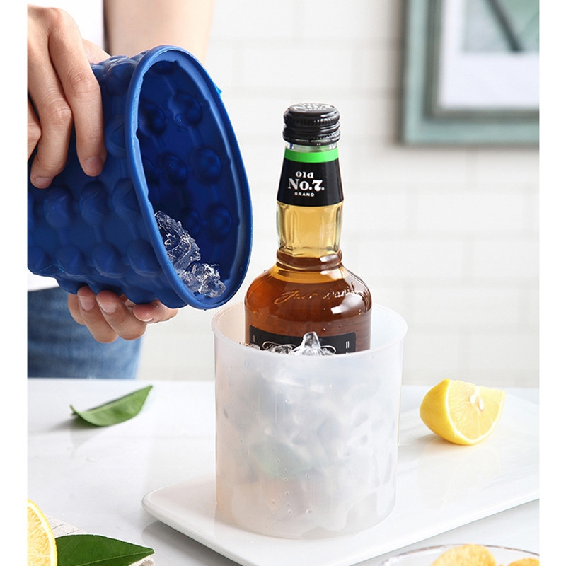 Silikonski kalup za kantu za sladoled s poklopcem Alat za izradu kockica za uštedu prostora za kuhinjske zabave Posuđe za bar