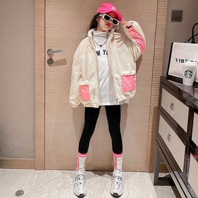 Jesensko-zimska majica za djevojčice s vezicama i džepom