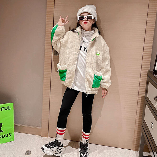 Jesensko-zimska majica za djevojčice s vezicama i džepom