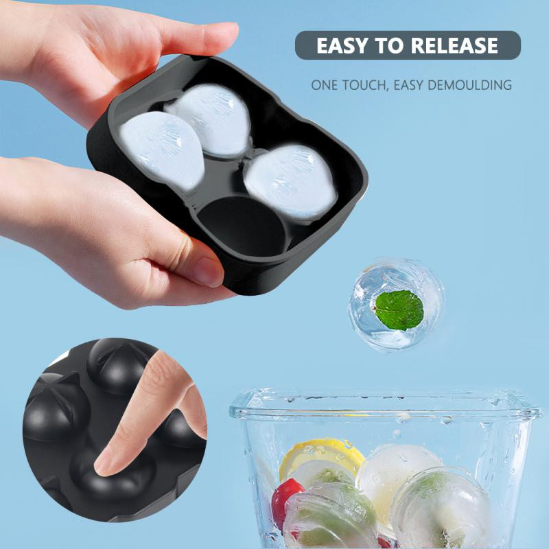 Forme pentru gheață cu bile cu 4 cești DIY Home Bar Petrecere Cocktail Utilizare sferă din silicon Minge rotundă Producători de tăvi pentru gheață Forme pentru înghețată de bucătărie