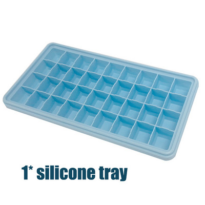 36/55 mânere Tavă pentru cuburi de gheață din silicon/plastic cu capac și șagar de gunoi pentru congelator Mini găleată pentru forma pentru cuburi de gheață cu aparat de gheață