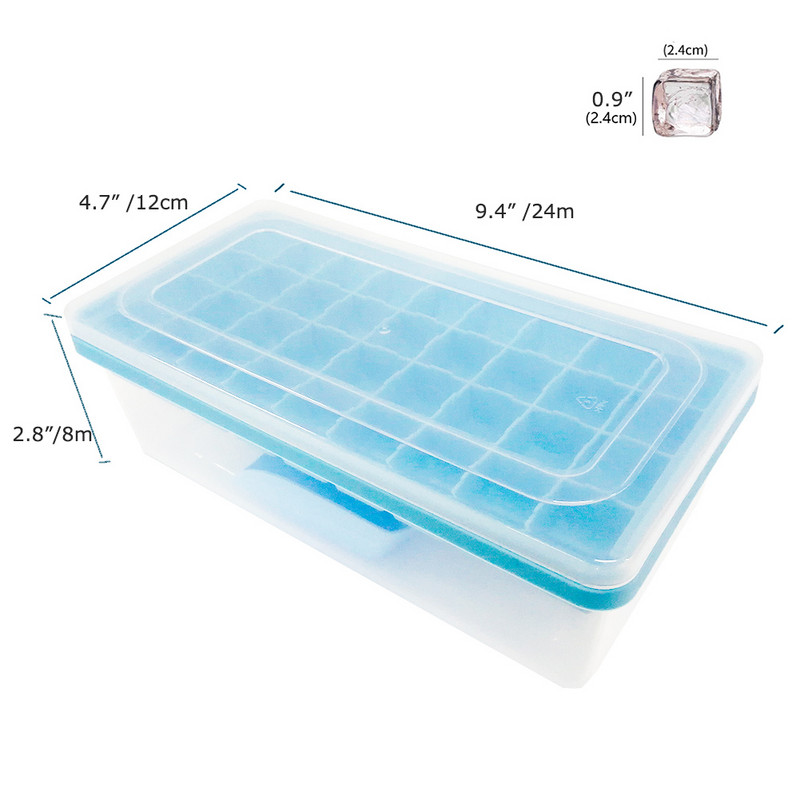 36/55 mânere Tavă pentru cuburi de gheață din silicon/plastic cu capac și șagar de gunoi pentru congelator Mini găleată pentru forma pentru cuburi de gheață cu aparat de gheață