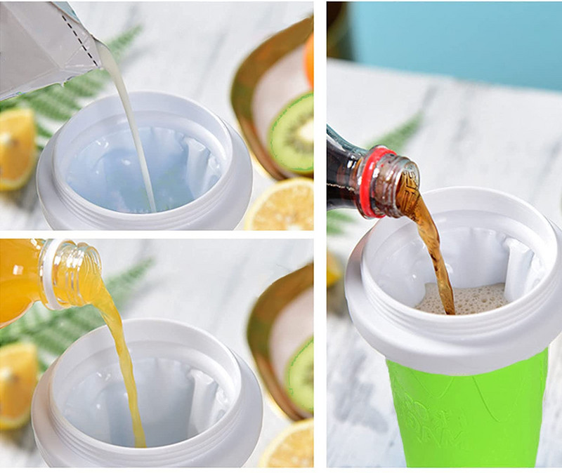 Greitai užšaldytas slydimo puodelis Kūrybinis „pasidaryk pats“ naminis „Slushie“ puodelis greitai auštantis ledų butelis pieno kokteiliams, kokteiliams.