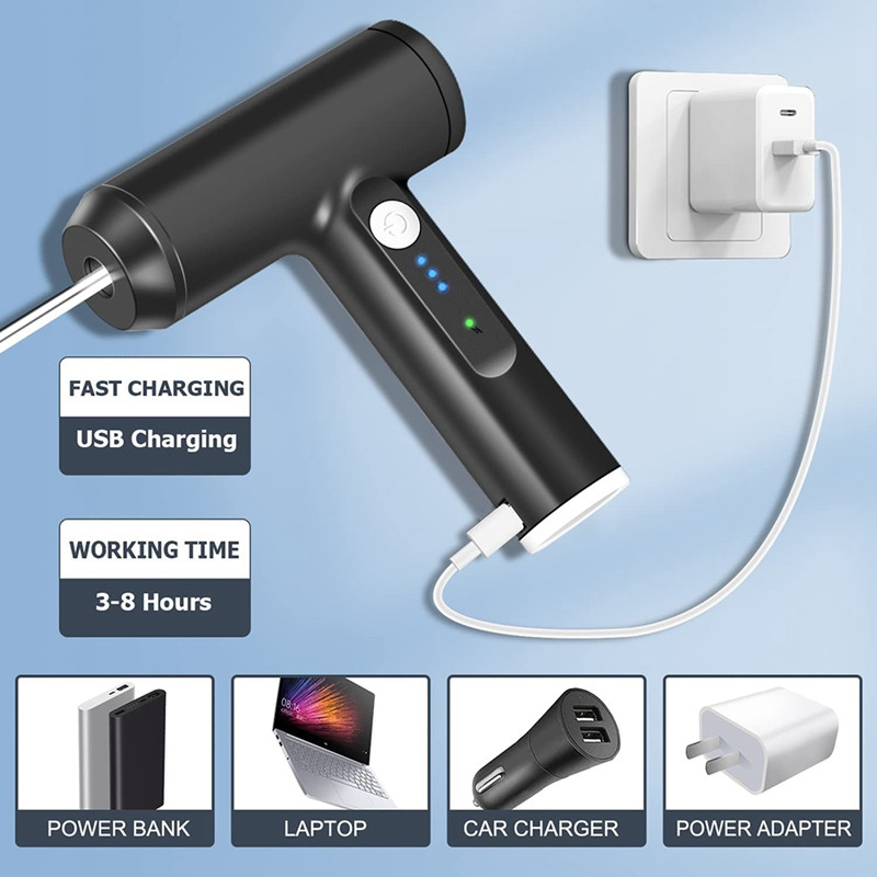 Agitator de mână Mixer de mână electric fără fir USB Reîncărcabil cu 3 viteze Bate fără fir pentru albuș de ou, prăjitură, cappuccino