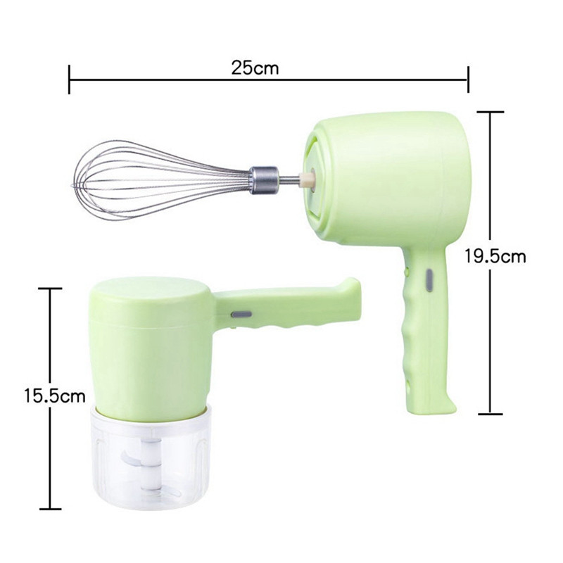 Bate electrică fără fir 2 în 1 Tocător de mâncare Tocător de usturoi Mixer de albuș de ou pentru smântână Ustensile de bucătărie, încărcare USB