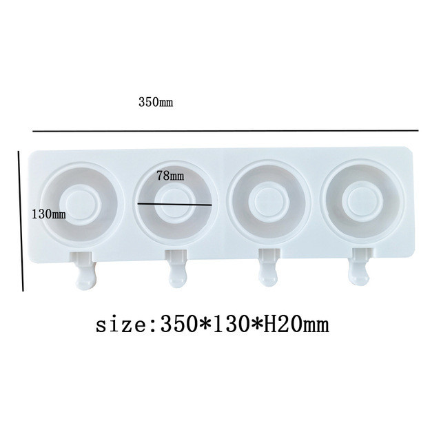 New Donut 4 Even Ice Cream Kalup Silikonski Kalup za Sladoled DIY Pečenje Štapića za Tortu Kalup za Bombone Ljeto Ice Cube Aparat kalup za sladoled