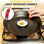 4 τμχ Στρογγυλό ταψί αυγών με αντικολλητικό χερούλι και πινέλο λαδιού μαγειρικής για σάντουιτς τηγανίτας με τηγανητά αυγά