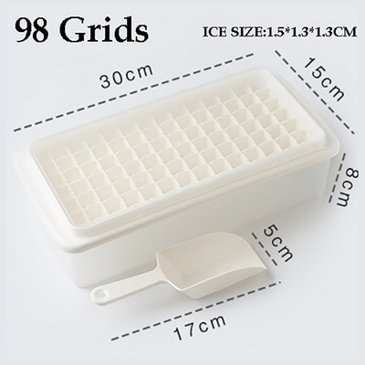 Cutie mică de formare pentru cuburi de gheață cu capac și linguriță pentru fructe Mașină de gătit gătit Forme Tavă pentru înghețată Instrument de bricolaj Accesorii pentru frigider de bucătărie