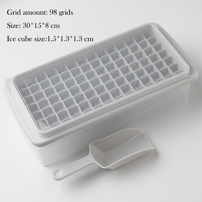 Cutie mică de formare pentru cuburi de gheață cu capac și linguriță pentru fructe Mașină de gătit gătit Forme Tavă pentru înghețată Instrument de bricolaj Accesorii pentru frigider de bucătărie