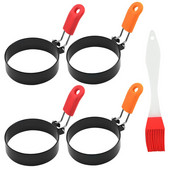 4 KOM Metalni okrugli kolut za prženje jaja za omlet, kalup za palačinke, drška za poširanje Neljepljiva kuhinjska oprema za jaja