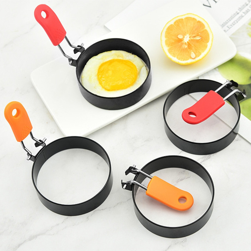 4 KOM Metalni okrugli kolut za prženje jaja za omlet, kalup za palačinke, drška za poširanje Neljepljiva kuhinjska oprema za jaja