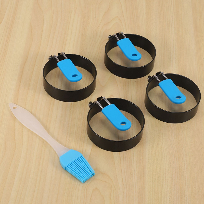 Promocija! Prstenovi za jaja, 4 pakiranja prstenova za kuhanje jaja od nehrđajućeg čelika s drškom protiv opekotina, kalup za palačinke za prženje jaja