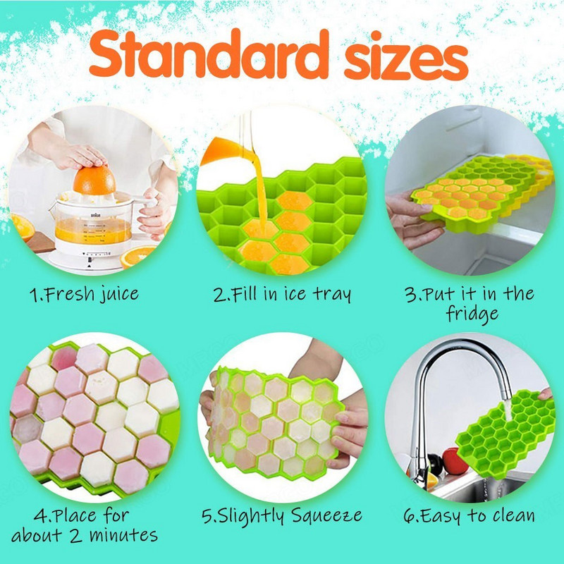Producător de cuburi de gheață cu fagure de miere Formă pentru cuburi de gheață din silicon pentru Cocktail Whisky Producător de cuburi de gheață detașabil Accesorii de bucătărie din silicon
