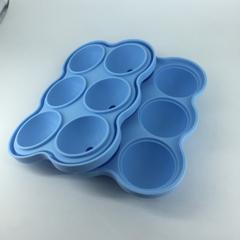 5 spalvos 6 skylės 4,5 cm skersmens maistinės klasės minkštas silikonas, ekologiškas, naudingas naminis ledo kubelių dėklo rutuliukų formavimo forma Miela paprasta