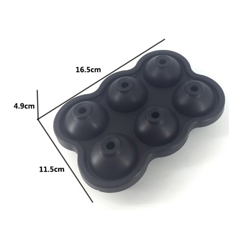 5 spalvos 6 skylės 4,5 cm skersmens maistinės klasės minkštas silikonas, ekologiškas, naudingas naminis ledo kubelių dėklo rutuliukų formavimo forma Miela paprasta