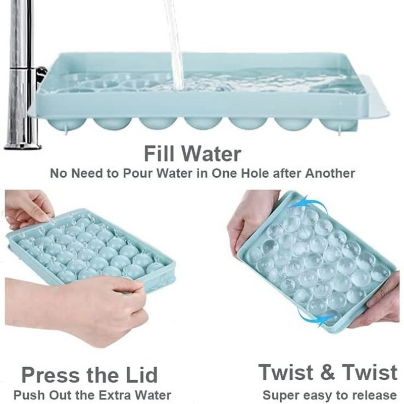 Okrugli pladanj za led od 2 KOM, kalup za izradu ledenih kuglica za zamrzivač, mini krug za kalup za ledene kockice za izradu leda za hlađenje koktela.