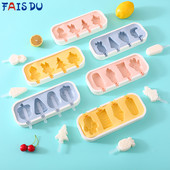 FAIS DU szilikon fagylalt forma fedéllel és pálcikákkal Újrahasználható barkácsolás házilag aranyos rajzfilm jégkészítő popsikáló konyhai eszköz