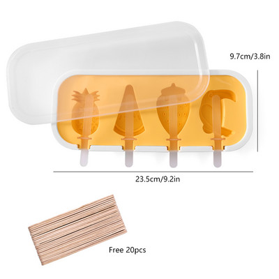 FAIS DU szilikon fagylalt forma fedéllel és pálcikákkal Újrahasználható barkácsolás házilag aranyos rajzfilm jégkészítő popsikáló konyhai eszköz