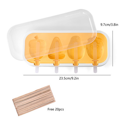 FAIS DU szilikon fagylalt forma fedéllel és pálcikákkal Újrahasználható barkácsolás házilag aranyos rajzfilm jégkészítő popsikáló konyhai eszköz