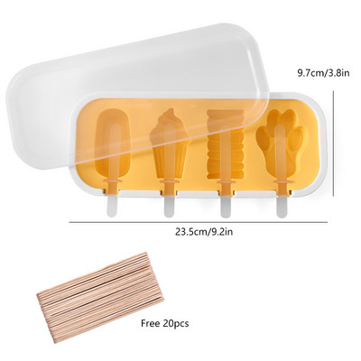 FAIS DU szilikon fagylalt forma fedéllel és pálcikákkal Újrahasználható barkácsolás házilag aranyos rajzfilm jégkészítő popsikáló konyhai eszköz