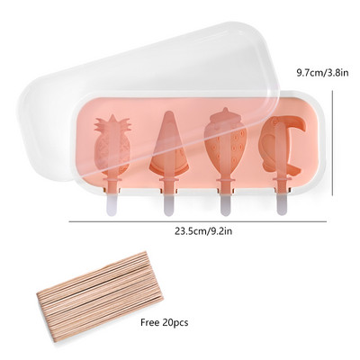 FAIS DU szilikon fagylalt forma fedéllel és pálcikákkal Újrahasználható barkácsolás házilag aranyos rajzfilm jégkészítő popsikáló konyhai eszköz