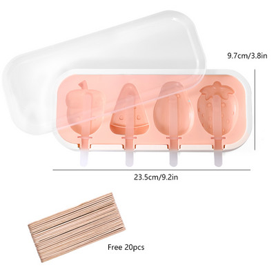 FAIS DU szilikon fagylalt forma fedéllel és pálcikákkal Újrahasználható barkácsolás házilag aranyos rajzfilm jégkészítő popsikáló konyhai eszköz