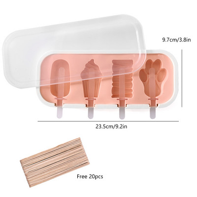 FAIS DU szilikon fagylalt forma fedéllel és pálcikákkal Újrahasználható barkácsolás házilag aranyos rajzfilm jégkészítő popsikáló konyhai eszköz