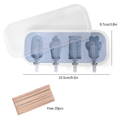 FAIS DU szilikon fagylalt forma fedéllel és pálcikákkal Újrahasználható barkácsolás házilag aranyos rajzfilm jégkészítő popsikáló konyhai eszköz