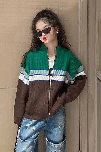 Ležerna dječja vesta s patentnim zatvaračem za djevojčice