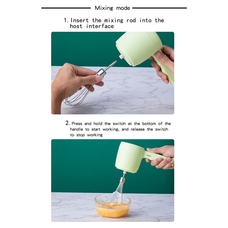 Bata electrica fara fir 2 in 1 Tocator de mancare Tocator de usturoi Mixer de albus de ou pentru crema Ustensile de bucatarie, incarcare USB