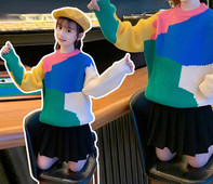 Pulover pentru copii pentru fete in motive colorate