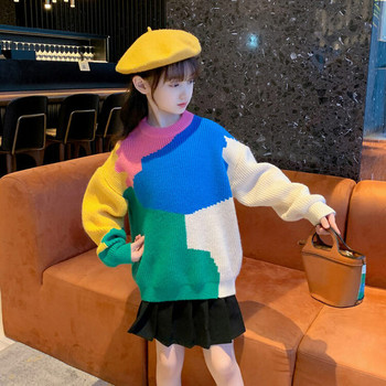 Παιδικό πουλόβερ για κορίτσια σε πολύχρωμα μοτίβα