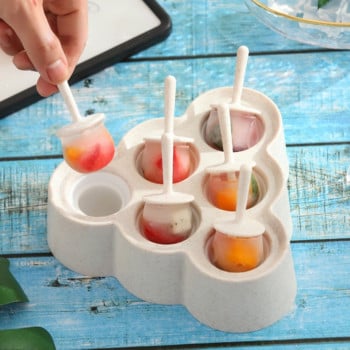 6 решетки Форма за сладолед Пшенична слама Popsicle Форма за машина за сладолед Форма за плодови кубчета лед Кухненски аксесоари