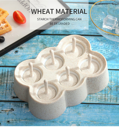 Formă pentru înghețată cu 6 grile pentru paie de grâu, formă de forma de ghiveci pentru aparat de înghețată, forme pentru cuburi de gheață pentru fructe, accesorii de bucătărie