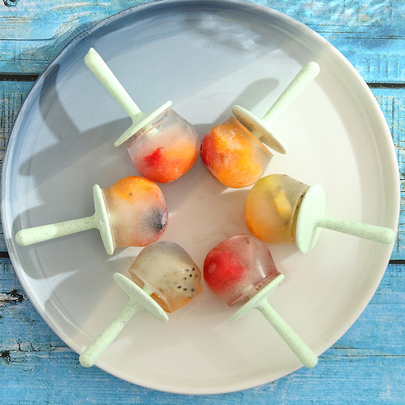 Formă pentru înghețată cu 6 grile pentru paie de grâu, formă de forma de ghiveci pentru aparat de înghețată, forme pentru cuburi de gheață pentru fructe, accesorii de bucătărie