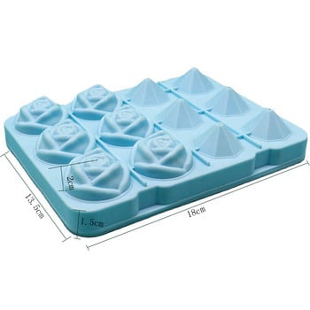 Силиконови форми Тава за кубчета лед с капак Розово цвете Диамантена форма Бар за многократна употреба Форма за лед Кухненски аксесоари Инструмент за сладолед