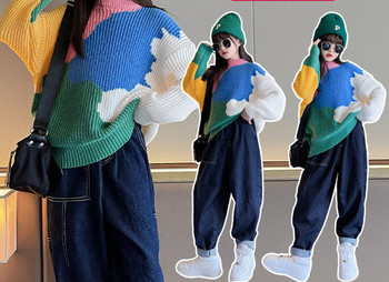Πλεκτό παιδικό πουλόβερ με οβάλ λαιμόκοψη