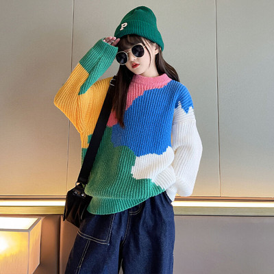 Megztas vaikiškas megztinis su ovalia iškirpte