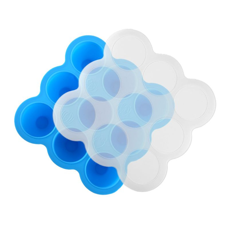 NAUJA 9 skylių kūdikių maisto talpyklos papildo laikymo dėžutė, silikoninė ledo kubelių forma su dangteliu šaldiklio traškučio padėklas, nuleidžiamas 1 vnt.