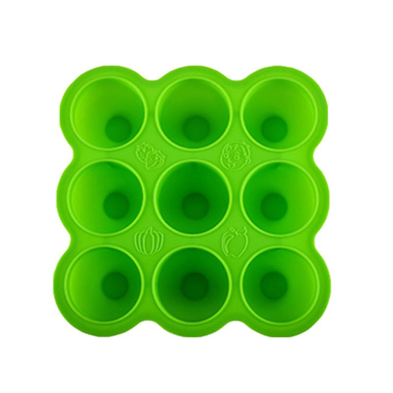 NAUJA 9 skylių kūdikių maisto talpyklos papildo laikymo dėžutė, silikoninė ledo kubelių forma su dangteliu šaldiklio traškučio padėklas, nuleidžiamas 1 vnt.