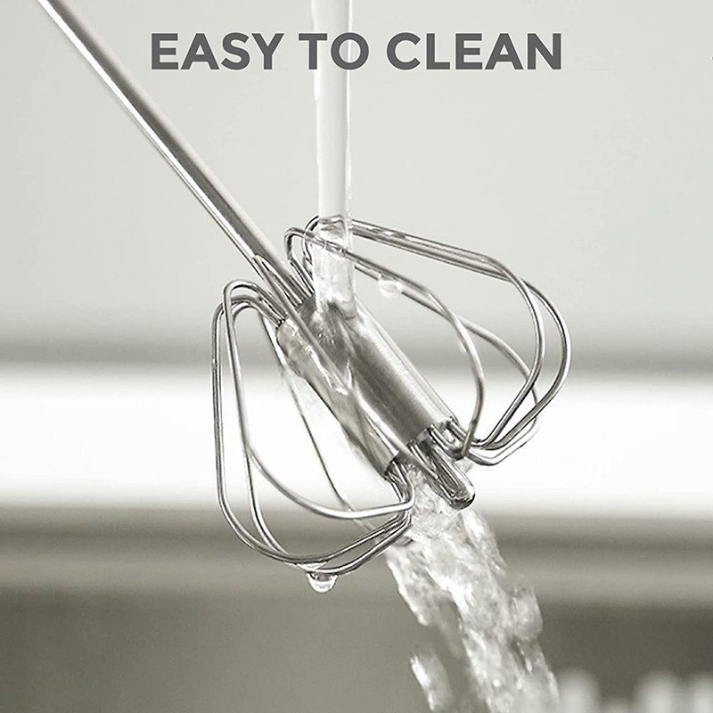 Bate, batător de ouă din oțel inoxidabil, blender rotativ pentru ouă cu împingere manuală, amestecător ușor de amestecător pentru o cremă