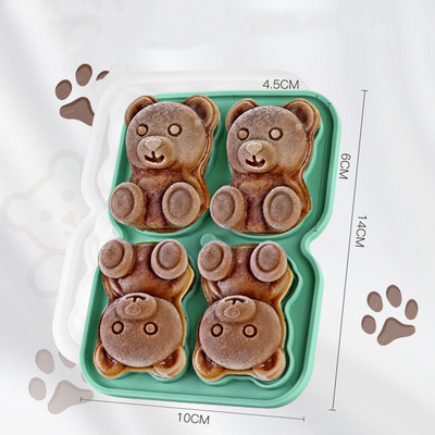 Producător de cuburi de gheață 3D, în formă de ursuleț, pentru ciocolată, pentru prăjituri, tavă pentru înghețată, instrument DIY, whisky, vin, cocktail, tavă pentru cuburi de gheață din silicon