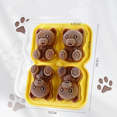 Producător de cuburi de gheață 3D, în formă de ursuleț, pentru ciocolată, pentru prăjituri, tavă pentru înghețată, instrument DIY, whisky, vin, cocktail, tavă pentru cuburi de gheață din silicon