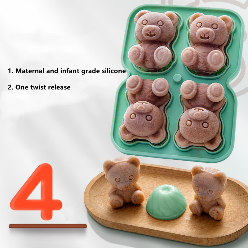 Producător de cuburi de gheață 3D, în formă de ursuleț, pentru ciocolată, pentru prăjituri, tavă pentru înghețată, instrument DIY, whisky, vin, cocktail, tavă pentru cuburi de gheață din silicon