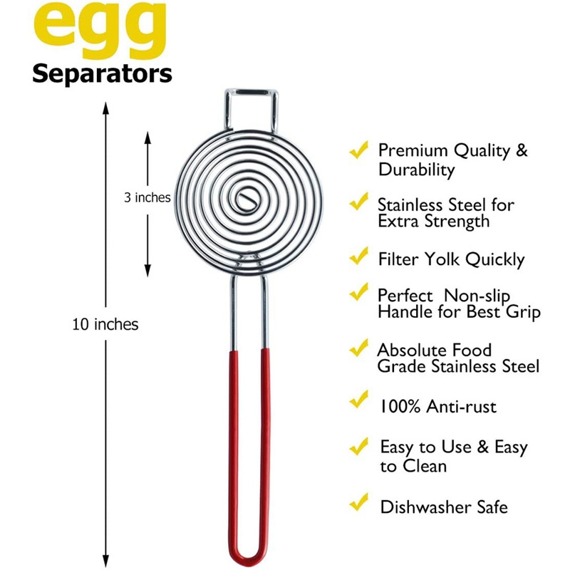 Promóció! Tojásleválasztó, rozsdamentes acél tojássárgája fehérje elválasztó eszköz, 2 darab