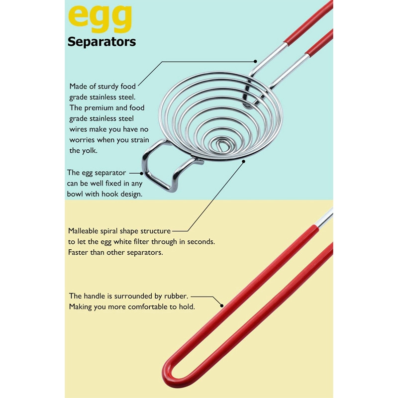 Promóció! Tojásleválasztó, rozsdamentes acél tojássárgája fehérje elválasztó eszköz, 2 darab