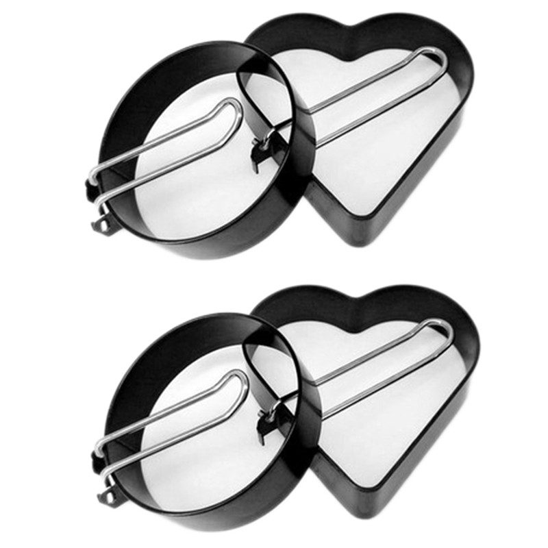 HGHO Inele metalice pentru prăjirea ouălor Forme pentru ouă prăjite cu mâner Forme rotunde pentru clătite Formă pentru prăjit ouă Ustensile de bucătărie