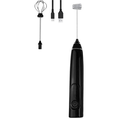 Mixer cu spuma de lapte Bate reîncărcabilă - Mixer multifuncțional din oțel inoxidabil cu 3 viteze reglabil electric de mână