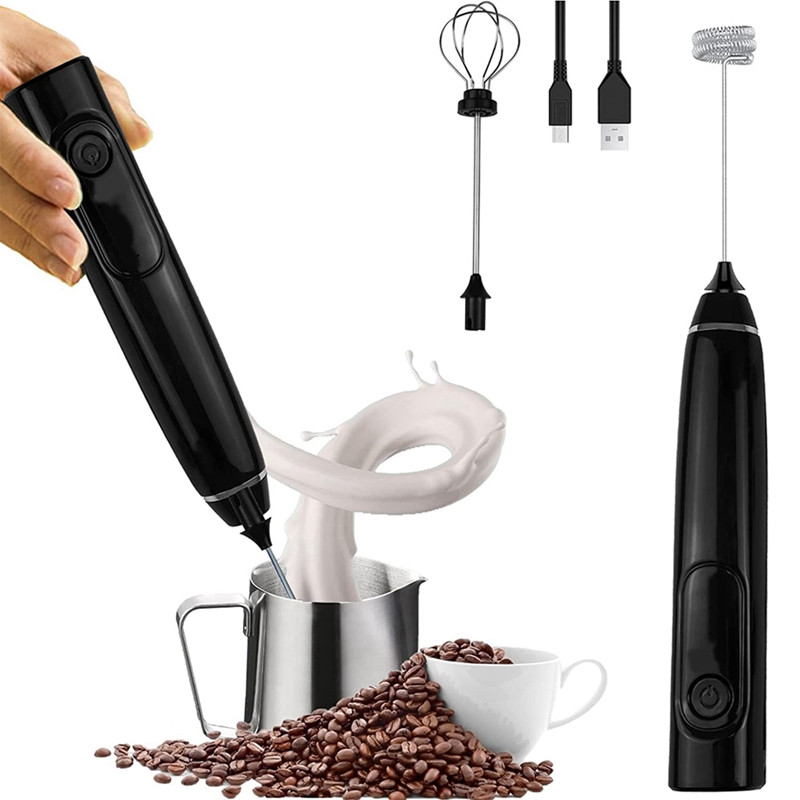 Mixer cu spuma de lapte Bate reîncărcabilă - Mixer multifuncțional din oțel inoxidabil cu 3 viteze reglabil electric de mână