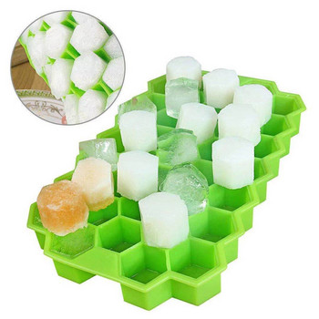 37 решетки Форма за кубчета лед с пчелна пита ICE Maker Popsicle Силиконова форма Тава за кубчета лед с капак Кухненски бар Форма за кубчета лед с плодов сок